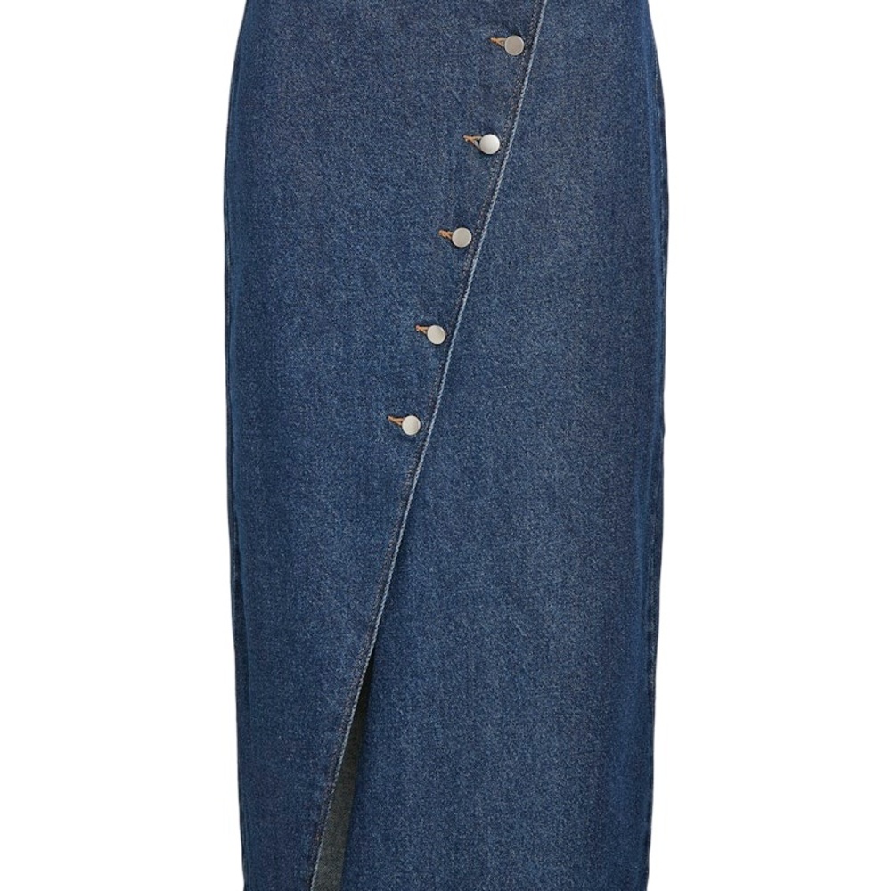 Zara Denim Asymmetrical Midi Skirt